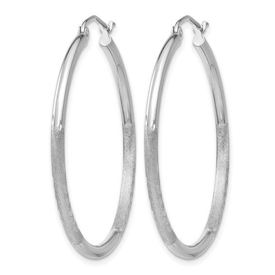 Leslie's 14k White Gold Satin and D/C 2mm Round Hoop Earrings