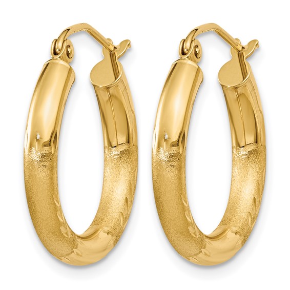Leslie's Gold 3.00mm Diamond-cut Hoop Earrings