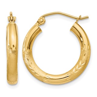 Leslie's Gold 3.00mm Diamond-cut Hoop Earrings