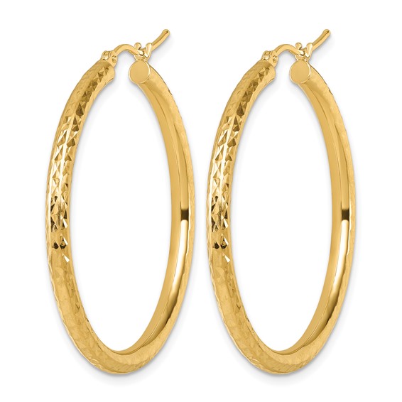Leslie's 14k Diamond-cut 3mm Round Hoop Earrings