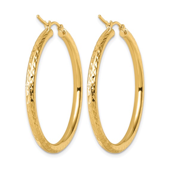 Leslie's 14k Diamond-cut 3mm Round Hoop Earrings