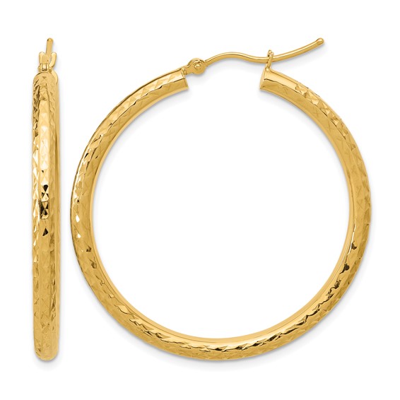 Leslie's 14k Diamond-cut 3mm Round Hoop Earrings