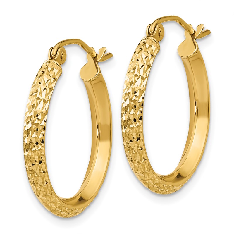 14k Knife Edge D/C 2.5x20mm Hollow Hoop Earrings