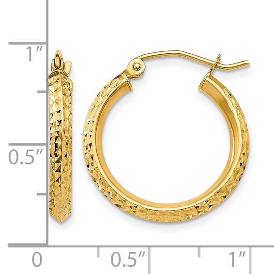 Leslie's Gold Diamond-cut Knife Edge Hoop Earrings