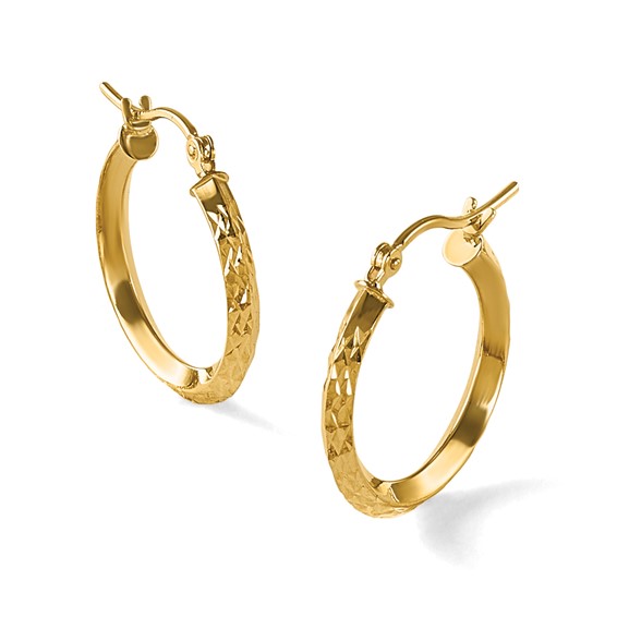 Leslie's Gold Diamond-cut Knife Edge Hoop Earrings