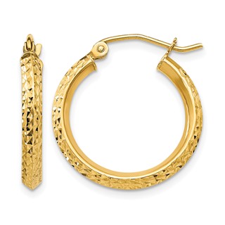 Leslie's Gold Diamond-cut Knife Edge Hoop Earrings