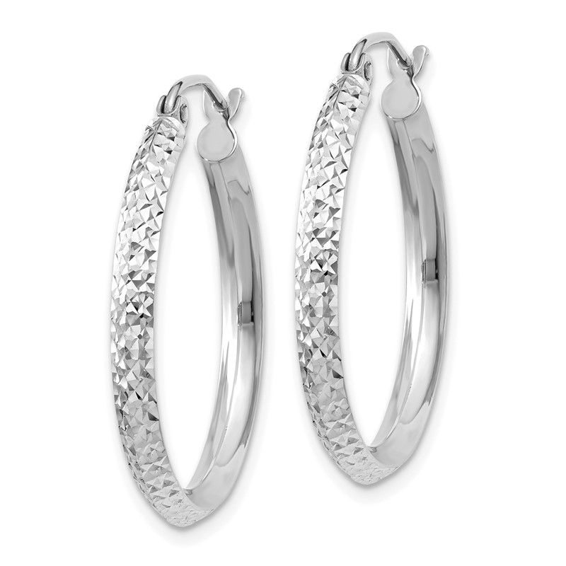 14k White Gold Knife Edge D/C 2.5x25mm Hoop Earrings