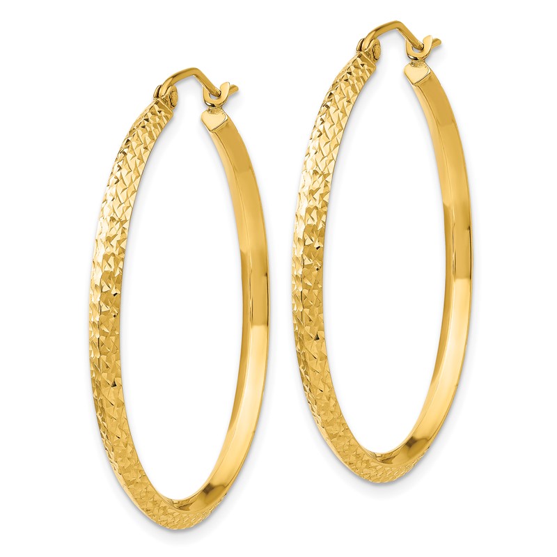 14k Knife Edge D/C Hollow 2.5x35mm Hoop Earrings