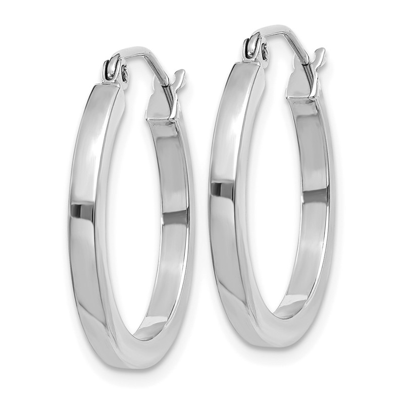14k White Gold 2mm Square Tube Hoop Earrings