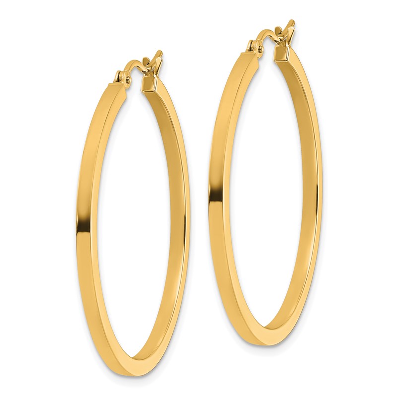 14k 2mm Square Tube Hoop Earrings