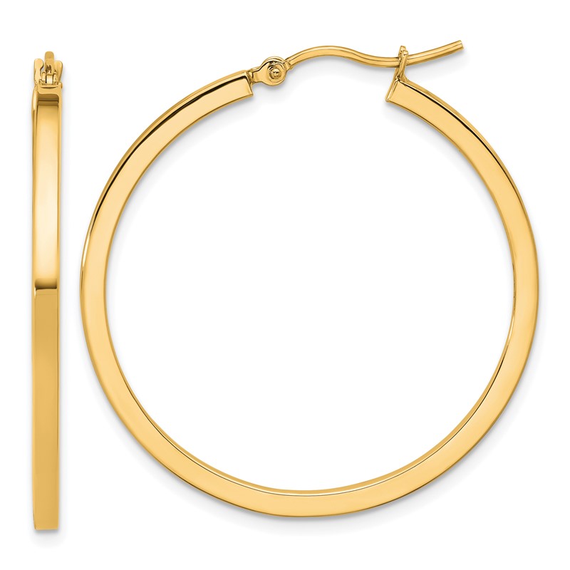 14k 2mm Square Tube Hoop Earrings