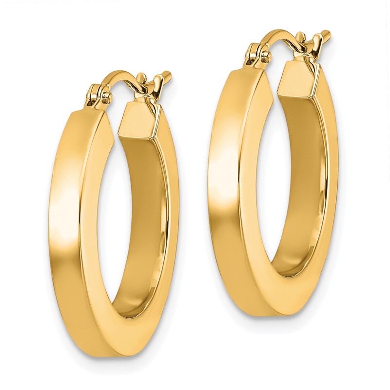 14k 3mm Polished Square Hoop Earrings