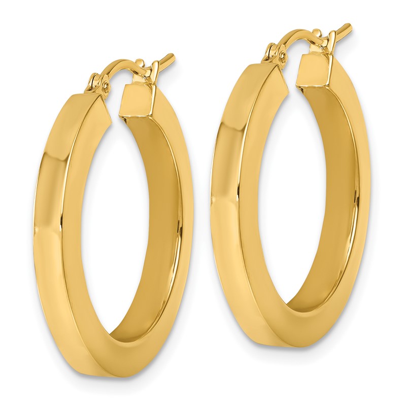 14k 3mm Polished Square Hoop Earrings