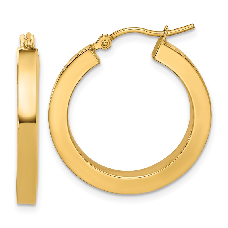 14k 3mm Polished Square Hoop Earrings
