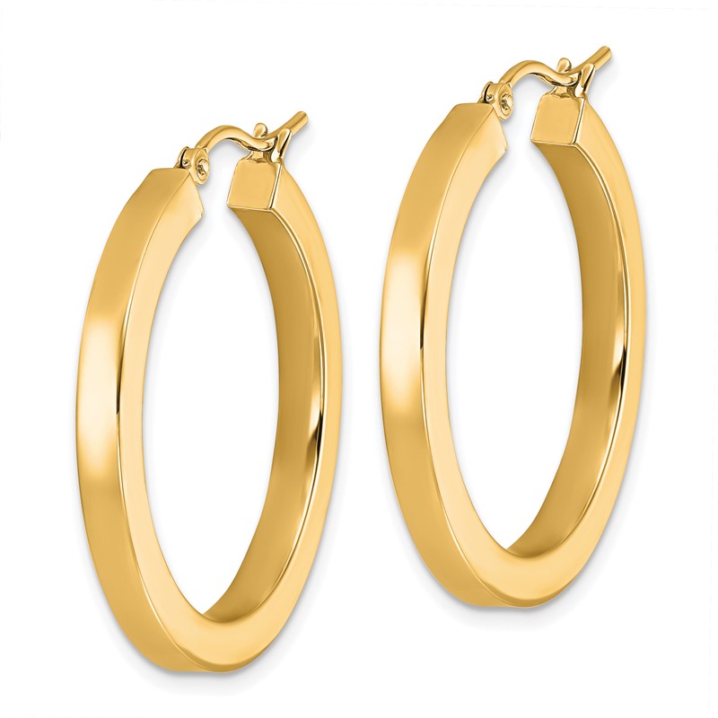 14k 3mm Polished Square Hoop Earrings