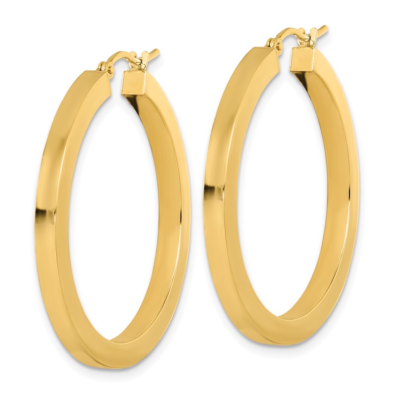 14k 3mm Polished Square Hoop Earrings