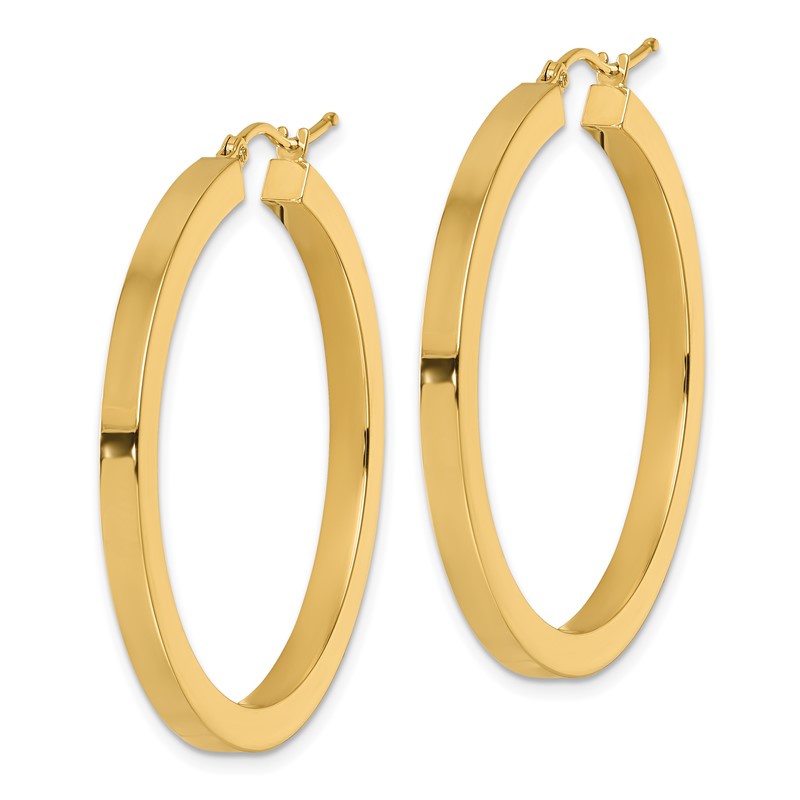 14k 3mm Polished Square Hoop Earrings