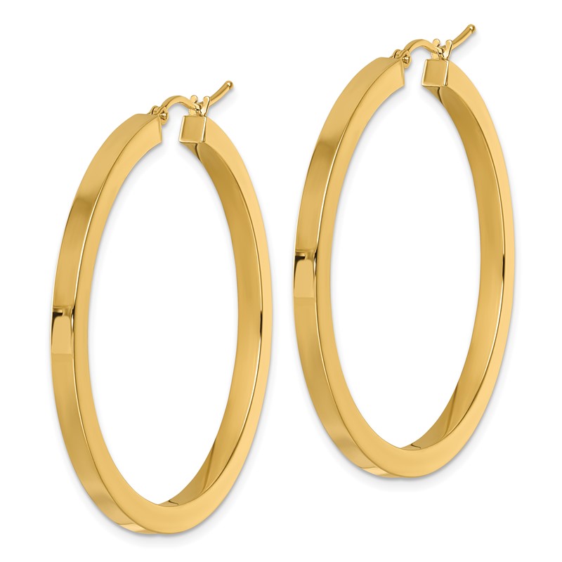 14k 3mm Polished Square Hoop Earrings