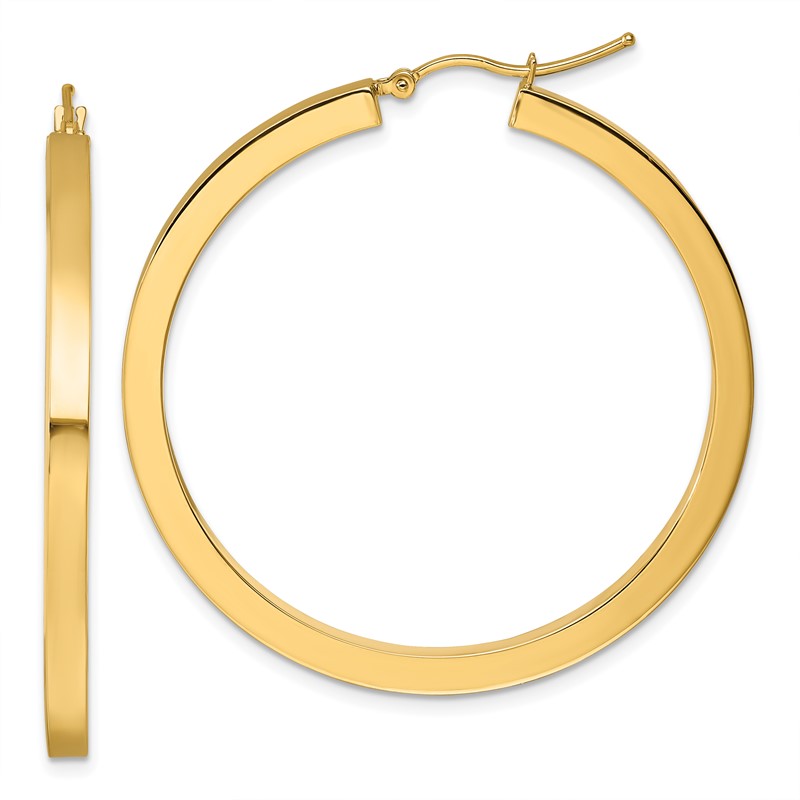 14k 3mm Polished Square Hoop Earrings