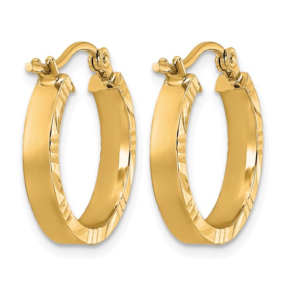 Leslie's Gold Polished and Diamond-cut Hoop Earrings
