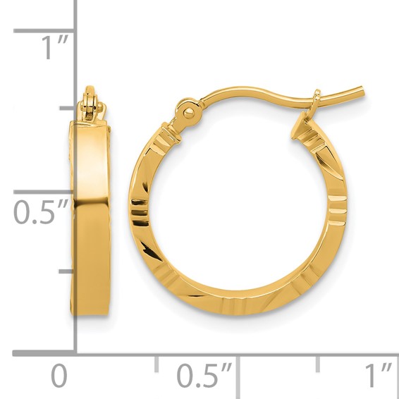 Leslie's Gold Polished and Diamond-cut Hoop Earrings