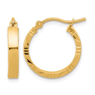 Leslie's Gold Polished and Diamond-cut Hoop Earrings