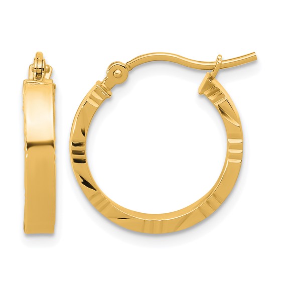 Leslie's Gold Polished and Diamond-cut Hoop Earrings