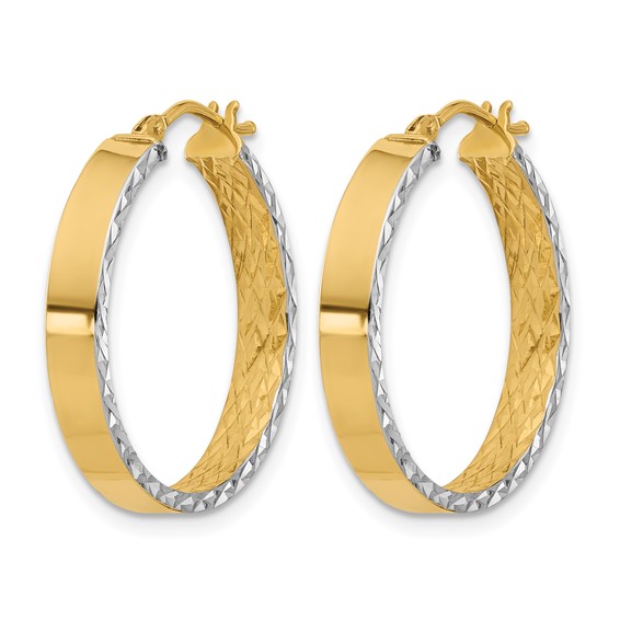 Leslie's Gold with Rhodium Polished and D/C Hoop Earrings