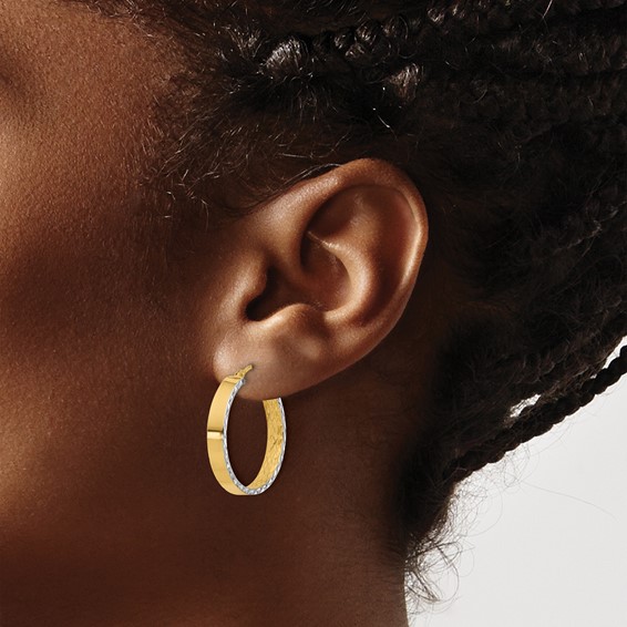 Leslie's Gold with Rhodium Polished and D/C Hoop Earrings