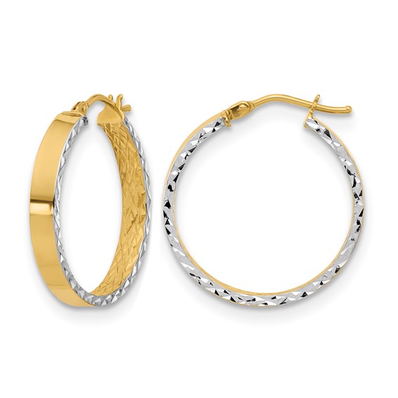 Leslie's Gold with Rhodium Polished and D/C Hoop Earrings