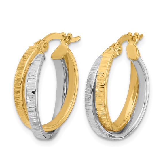 Leslie's Gold Polished and Textured Bypass Hoop Earrings