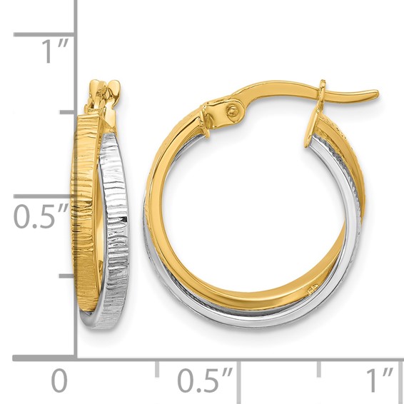 Leslie's Gold Polished and Textured Bypass Hoop Earrings