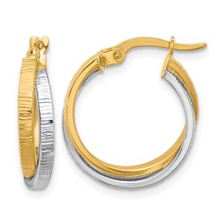 Leslie's Gold Polished and Textured Bypass Hoop Earrings