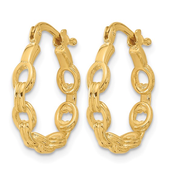 Leslie's 14K Polished Link Design Hoop Earrings