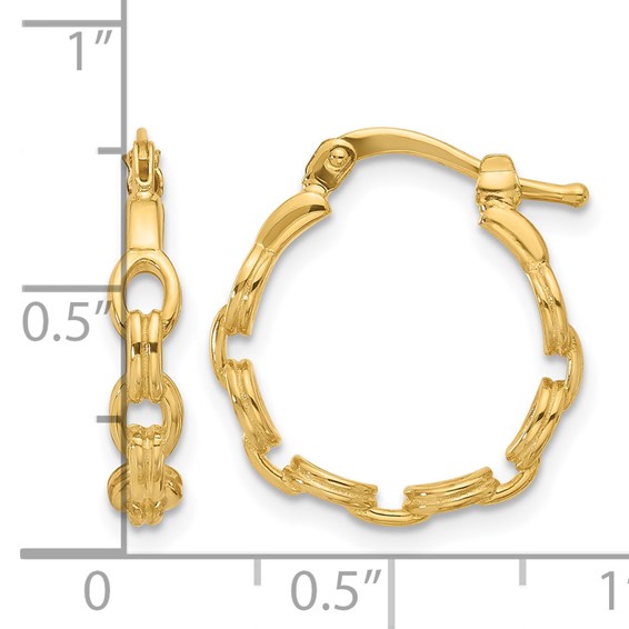 Leslie's 14K Polished Link Design Hoop Earrings