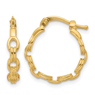 Leslie's 14K Polished Link Design Hoop Earrings