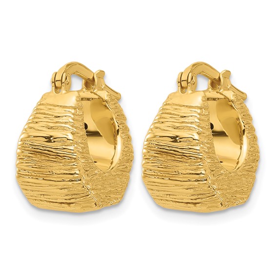 Leslie's 14K Polished and Textured Hoop Earrings