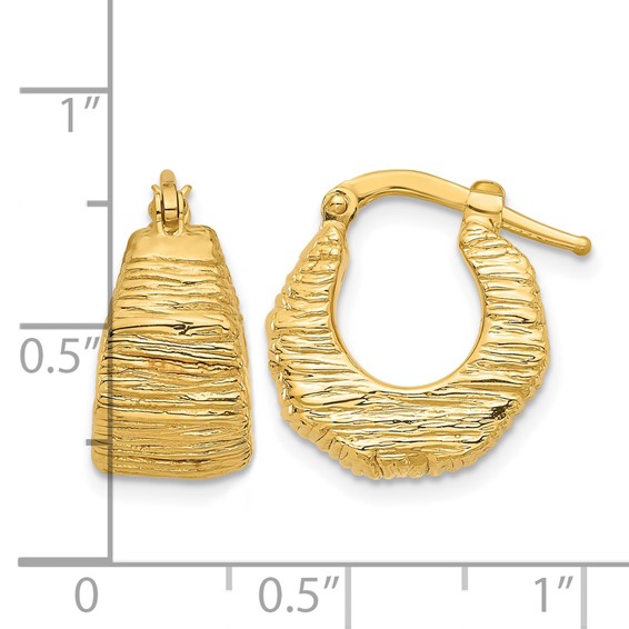 Leslie's 14K Polished and Textured Hoop Earrings