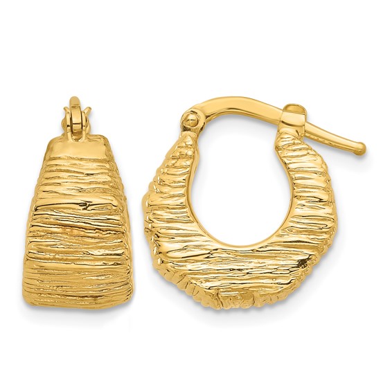 Leslie's 14K Polished and Textured Hoop Earrings