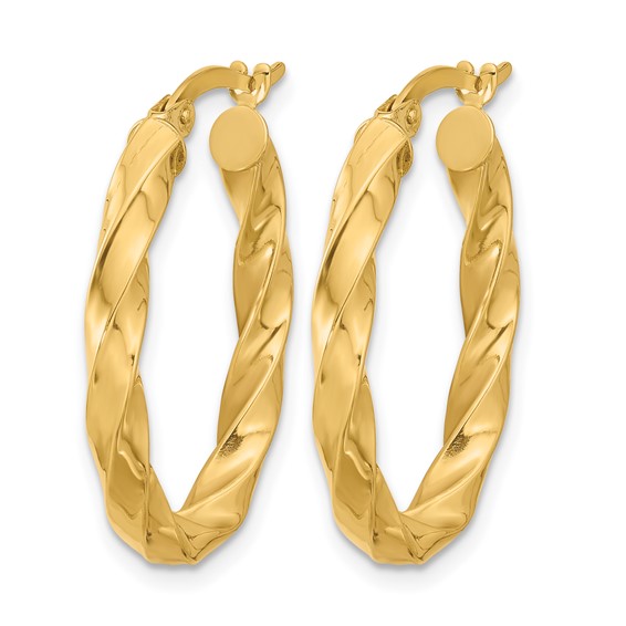 Leslie's 14K Polished Twisted Oval Hoop Earrings