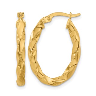 Leslie's 14K Polished Twisted Oval Hoop Earrings