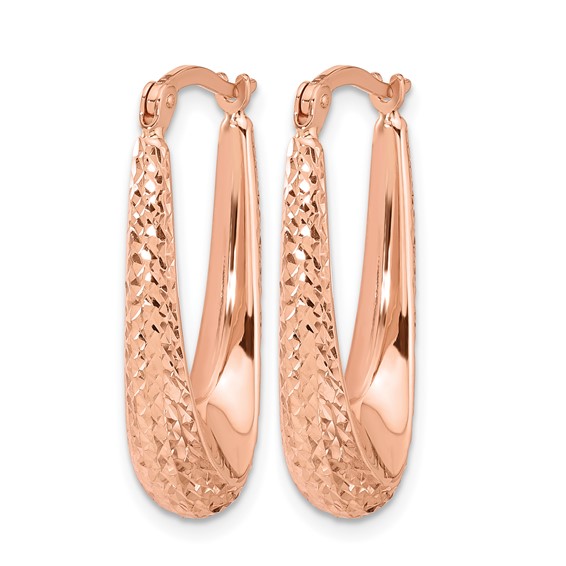 Leslie's 14K Rose Gold Polished and Diamond-cut Hoop Earrings