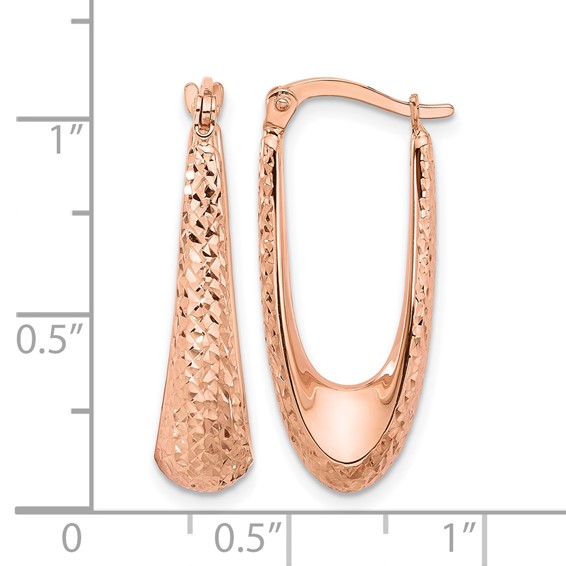 Leslie's 14K Rose Gold Polished and Diamond-cut Hoop Earrings