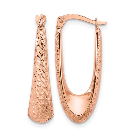 Leslie's 14K Rose Gold Polished and Diamond-cut Hoop Earrings