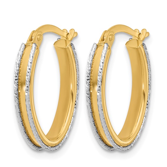 Leslie's Gold Two-tone Polished and Diamond-cut Hoop Earrings