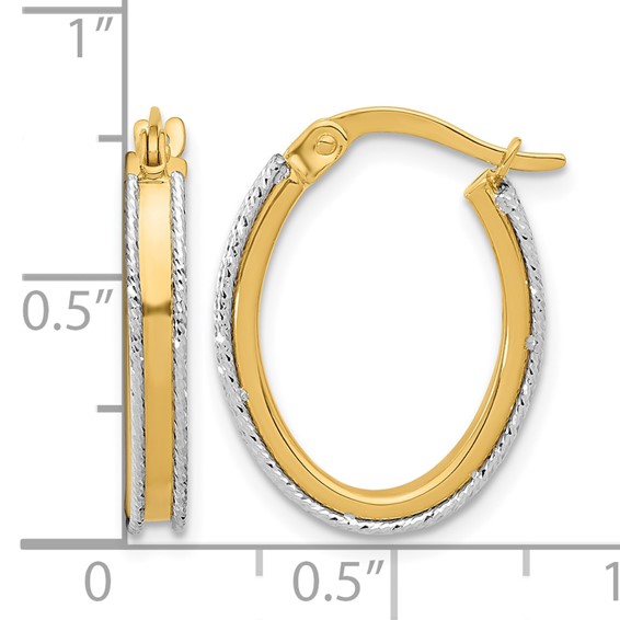 Leslie's Gold Two-tone Polished and Diamond-cut Hoop Earrings
