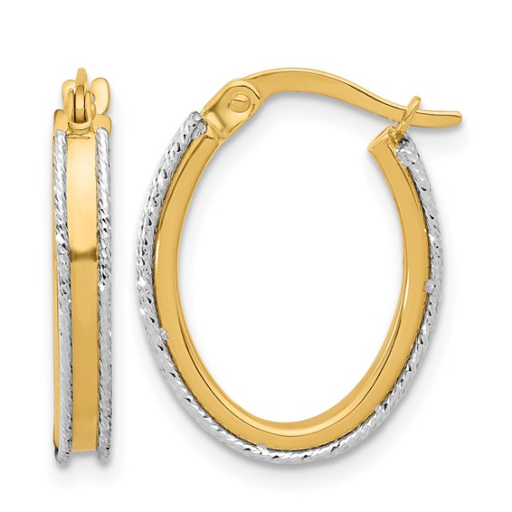 Leslie's Gold Two-tone Polished and Diamond-cut Hoop Earrings