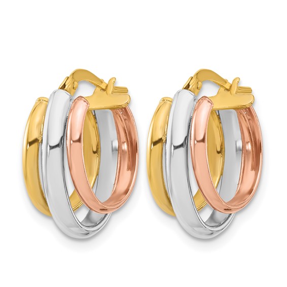 Leslie's Gold Polished 3-Row Hoop Earrings