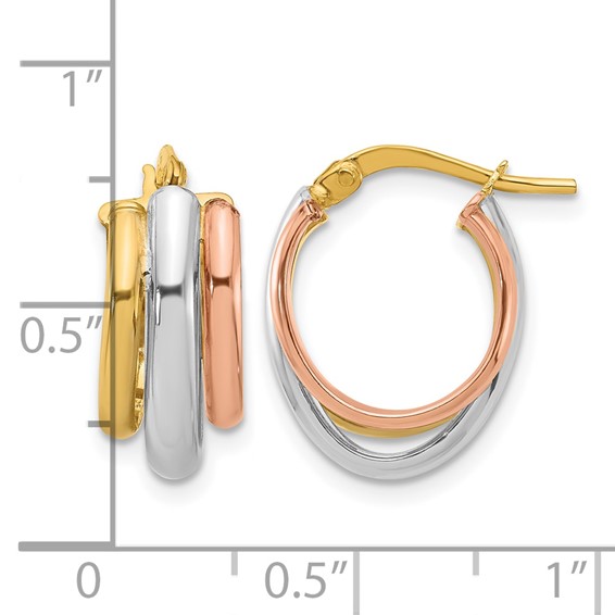 Leslie's Gold Polished 3-Row Hoop Earrings