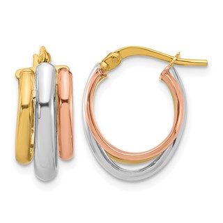 Leslie's Gold Polished 3-Row Hoop Earrings